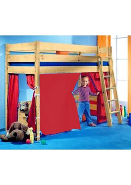 Hochbett Vorhang Set Spielvorhang Bettvorhang Trio Höhe 107 cm ,  pflegeleicht mit Befestigungsmaterial Farbe rot