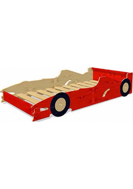 Kinderbett Autobett F2013 aus Holz ist zum Bücherregal umzubauen, direkt  vom deutschen Hersteller Farbe rot